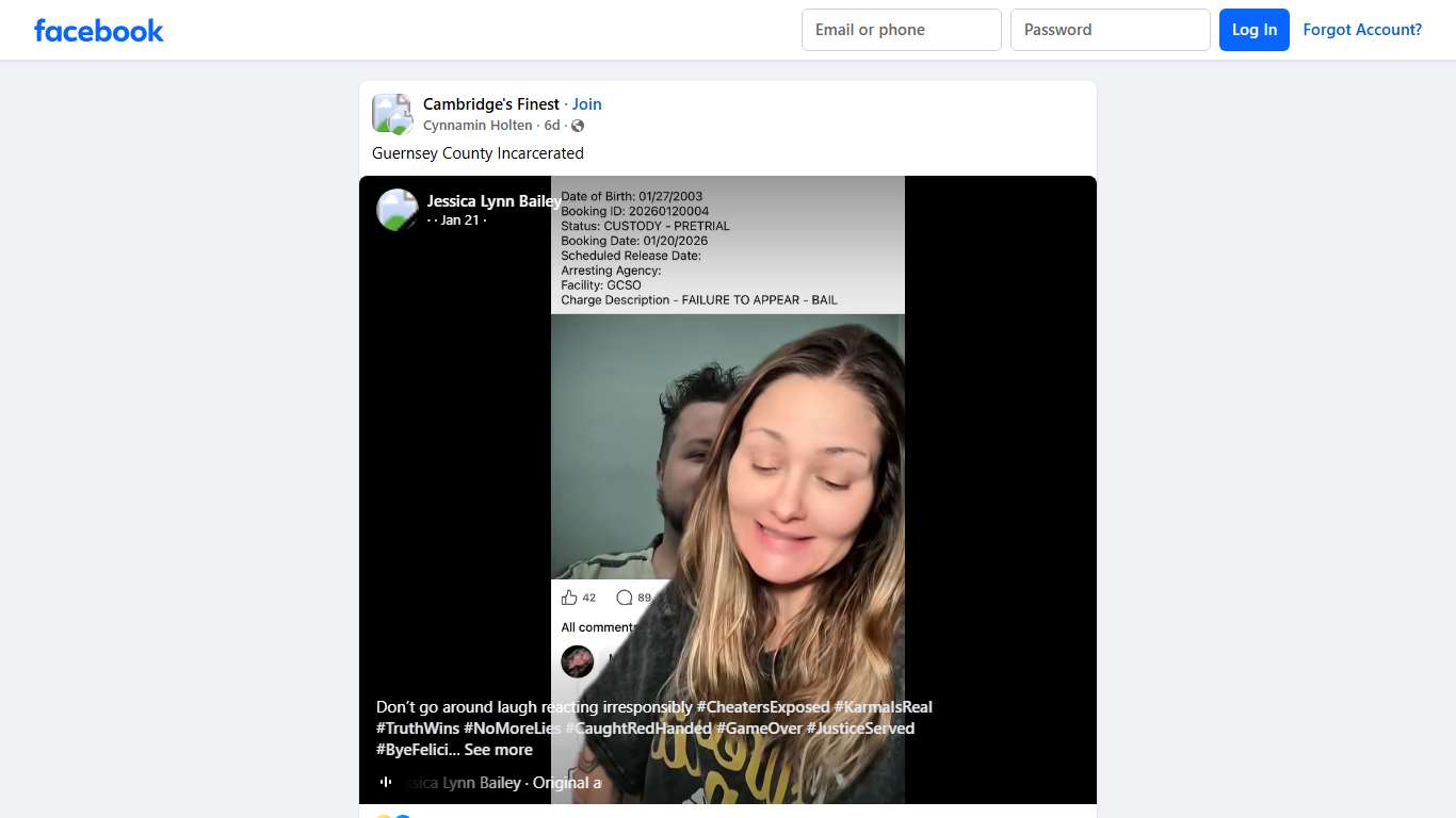 Cambridge's Finest Guernsey County Incarcerated Facebook